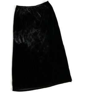 Theo‎ Womens Long Black Velour Side Slit Vintage Skirt Small
